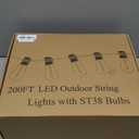 Brightever Outdoor String Lights 200FT Waterproof, Patio String Lights for Outside with 100+4 ST38 Shatterproof LED Filament Bulbs, Dimmable Hanging Lights for Christmas, Party, Cafe (2-Pack 100FT) (200FT-Warm White, Black Wire)