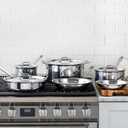 All-Clad D3 Stainless Steel 10 Piece Cookware Set- Made in USA- Includes Frying Pans, Saucepan, Sautpan, Stockpot - Professional Grade -Oven Safe & Induction Compatible