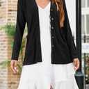 ULTRANICE Women's Cardigan Sweaters Lightweight Long Sleeve Open Front Knitted Button Down Cardigans Tops with Pockets (Black, S)