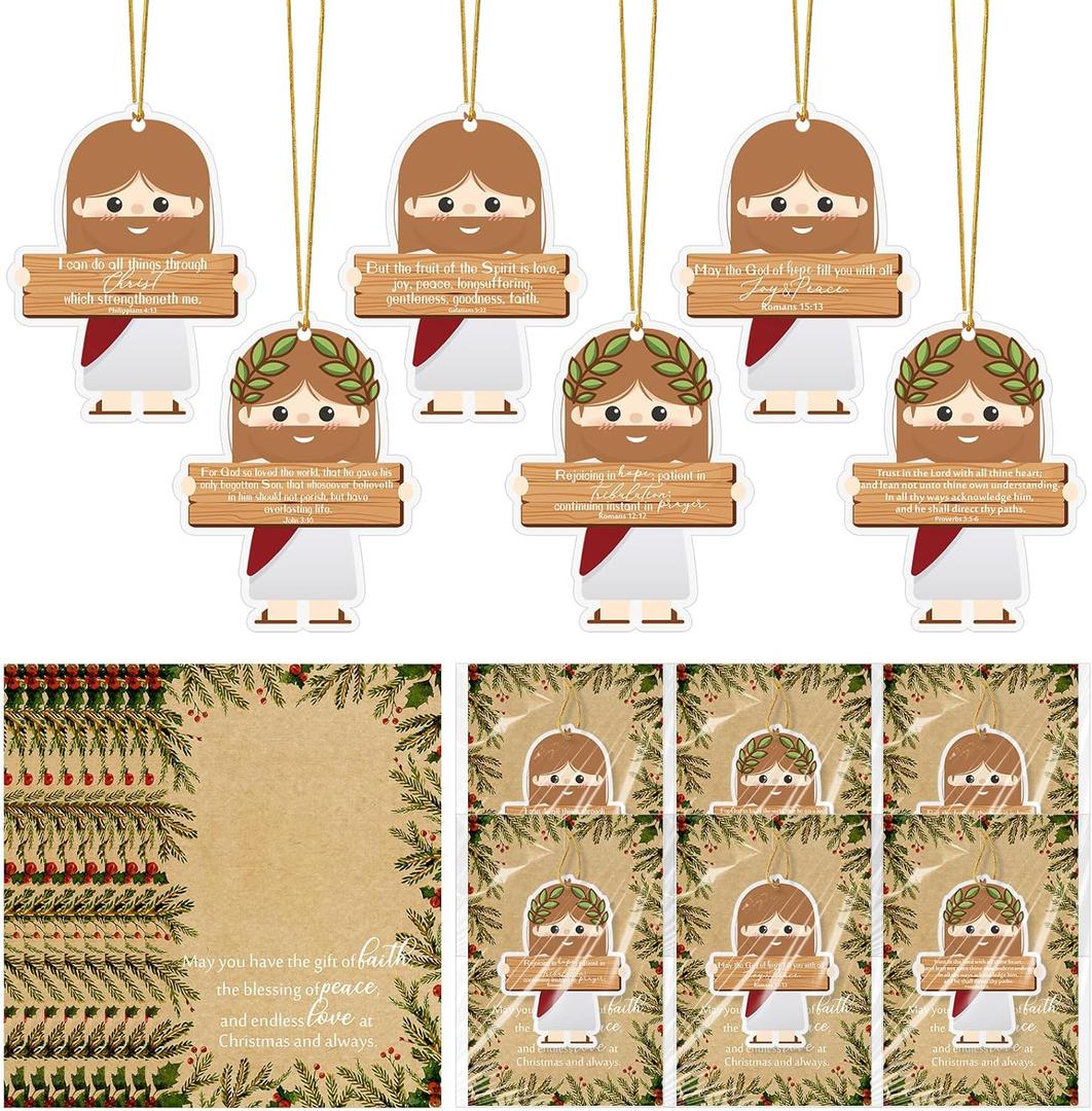 36 Sets Mothers Day Gifts Bulk Jesus Scented Ornaments with Cards Bags for Women Church Office Christian Party Favors Religious Scripture Hanging Decor, 6 Fragrances