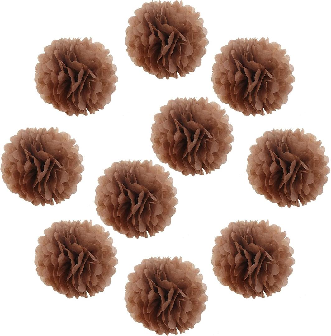 10pcs DIY Decorative Tissue Paper Pom-poms Flowers Ball Perfect for Party Wedding Home Outdoor Decoration (12-inch Diameter, Coffer)