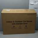 Heated Cat House for Outside, Waterproof Awning & Escape Door Heated Cat Houses for Indoor/Outdoor Cats in Winter, Elevated & Insulated Outdoor Cat Shelter for Feral Cat(Green, 25.2"x16.5"x13")