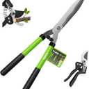 21"Hedge Shears & Pruning Shears 2pc Set,Manual Hedge Clippers with Wavy Steel Blades Lightweight Clippers Comfort Handles for Trimming Hedges Bushes Borders Shaping Boxwood Shrubs Plants Garden Tools