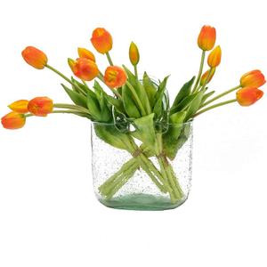 15pcs Artificial Tulips Flowers, Latex Bouquet, Fake Tulips for Office Wedding Party Home Kitchen Garden Decoration(Orange,15pcs)