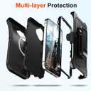 for iPhone 17 Case with Belt Clip Holster, Compatible with MagSafe, Shockproof, 3-Layer Drop Protection, Heavy Duty Magnetic Protective Phone Case Cover, 6.3", Dark Black