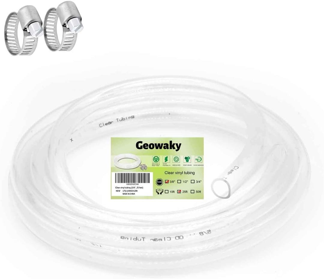 3/8 ID  1/2 OD - 25 ft Clear Plastic Tubing BPA Free and Non-Toxic, Multipurpose PVC Clear Tubing for Transfer Water Air Oil