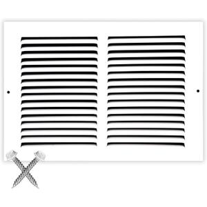 12x8 Return Air Vent Cover Grille for Baseboard Duct Opening - 7/8" Margin Turnback Flush Fit Vent Cover Air Grill by HVAC - White - Overall Size: 13.75" x 9.75"