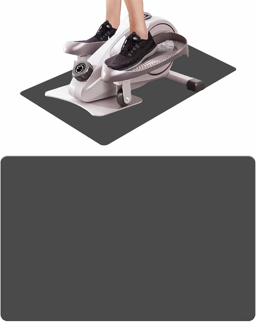Non-Slip Elliptical Machine Mat - Durable Workout Mat for Under Desk Ellipticals, Seated Foot Pedal Exercisers, Floor Protection & Stability for Home Gym Equipment (23.7" x 15.9") (Grey)
