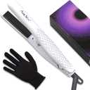 AmoVee Mini Portable Flat Iron, Ceramic Tourmaline Dual Voltage Travel Hair Straightener, Small Flat Irons for Short Hair, White