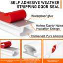White Rubber Weather Stripping Door Seal Strip, D Shape Door Weather Seal Strip, Self-Adhesive Soundproofing Frame Insulation Tape for Doors Frame/Window Seal,Blocks Cold Drafts Noise