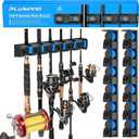 PLUSINNO Fishing Gifts for Men - V6 Vertical Fishing Rod/Pole Holders, Support Extra Large & Heavy Fishing Rod Combos, Fishing Rod Holders for Garage, Wall Mounted Fishing Rod Rack Storage, 2 pack