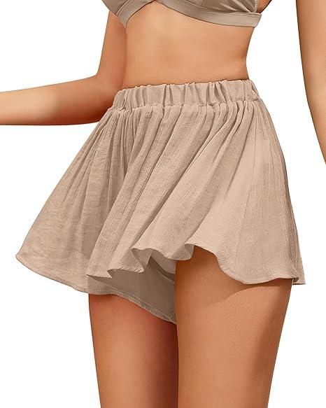 Shorts Swimsuit Coverup For Women Bathing Suit Cover Up Teen Beach Swim Skirt Skorts Swimwear Short Pants (Medium)
