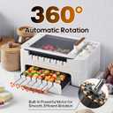 3-IN-1 Skewer Electric Indoor Grill - 1000W Electric Grill with 360 Auto-Rotating, Smokeless Indoor Grill with 3 Cooking Modes, Temperature Adjustable, Removable Tempered Glass Lid