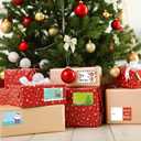 3 x 500 PCS Christmas Gift Tags, Self Adhesive Santa Claus Stickers, Festive Holiday Name Labels for Wrapping Paper Presents Decor, 8 Designs (Cartoon-1)