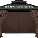 Gazebo Universal Replacement Privacy Curtain - Hugline 10' x 12' Outdoor Waterproof 4-Panels Gazebo Side Wall with Zipper (Curtain Only, Brown)