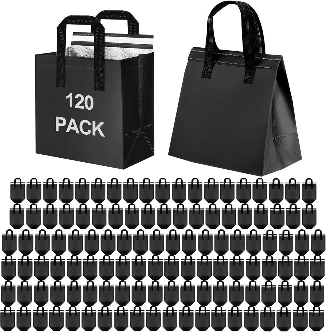SAMORADREA 120 Pack Insulated Take Out Bags Bulk Thermal Insulation Take Away Bags for Cold/Hot Food for Travel Pizza Coffee Milk Catering Restaurant Picnic
