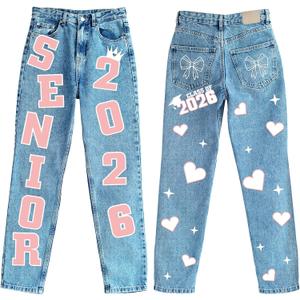 2 x Solsew Class of 2026 Senior Iron on Patches for Jeans Glitter Star Heart Bow Heat Transfer Stickers 2026 Senior Gifts Decorations Graduation Iron on Decals for Backpack Jacket T-Shirt DIY Crafts