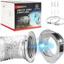 DV180 Magnetic Dryer Vent Kit, Airtight Seal Magntic Drver Vent Connector Kit, Including 6-Ply Aluminum Foil Duct and 2 Clamps, Easy to Clean Quick Connector (Silver)