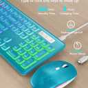 Wireless Keyboard and Mouse Combo, RGB Backlit, Rechargeable & Light Up Letters, Full-Size, Soft Typing, Sleep Mode, 2.4GHz Quiet Keyboard Set for Mac, Windows, Laptop, PC, Trueque (Metallic Blue)
