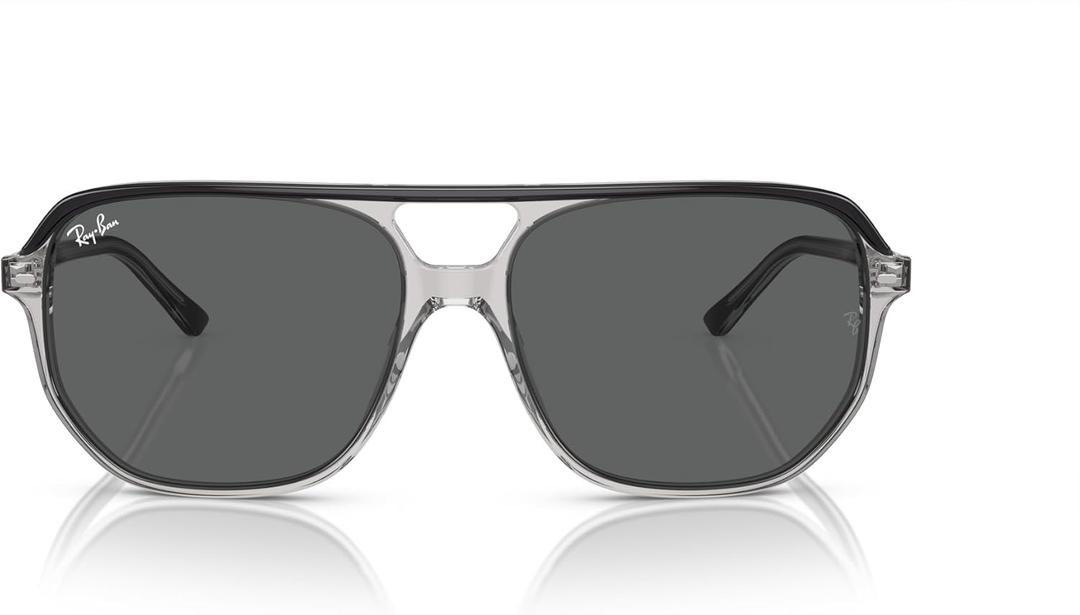 Ray-Ban unisex-adult Rb2205 Bill One Square Sunglasses (Dark Grey on Transparent/Dark Grey)