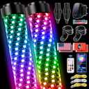 AUDEXEN Upgraded Fat 2FT RGB LED Whip Lights with [Rocker Switch] [Mounting Bracket] [Spring Base] [App and Remote Controller] for Jeep ATV UTV Off-Road RZR Polaris Truck Car 4X4 Sand Buggy Dune (2FT / 2 Pack)