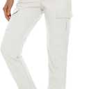 MAGCOMSEN Women's Fleece Lined Winter Hiking Waterproof Insulated Outdoor Snow Ski Softshell Pants for Cold Weather (Large, White)