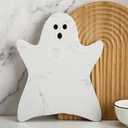 Ghost Marble Cheese Board Charcuterie Cutting Tray Halloween Ghost Marble Serving Decorative for Decoration Charcuterie Kitchen (White)