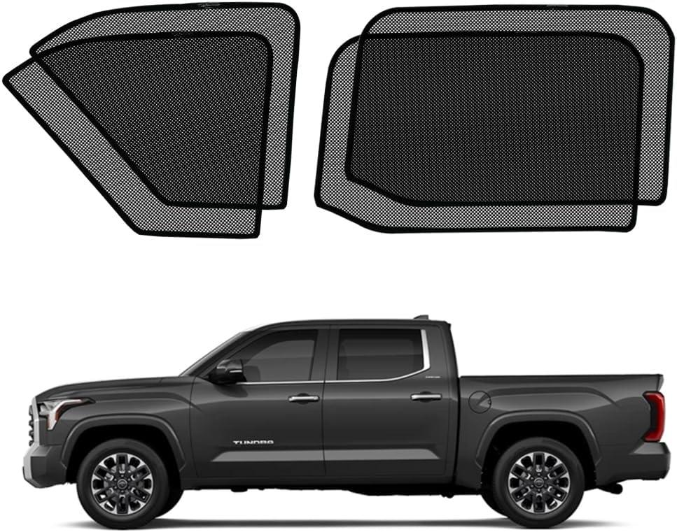 Car Side Window Sun Shade for Toyota Tundra 2022-2025 2026, Car Window Shades with Breathable Mesh, Sun Blocker for Privacy and Sun Protection for Napping Camping Travel