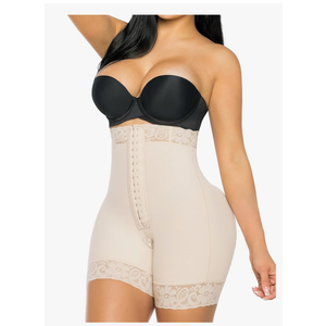 YIANNA Tummy Control Shapewear for Women Strapless Fajas Colombianas Body Shaper Shorts Butt Lifter with Zipper Crotch, Size L