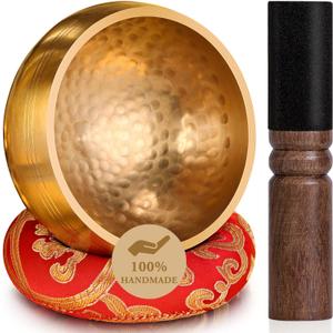 Tibetan Singing Bowls Set Authentic - Handmade in Nepal Sound Bowl for Yoga, Chakra, Meditation, Stress Relief Tool, Meditation Accessories and Unique Gifts for Women, Men