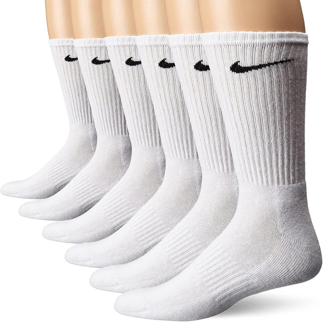 Nike unisex-adult Performance Cushion Crew Socks With Band (6 Pairs) (Large, White/Black)