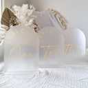 JINMURY Frosted Arch Wedding Table Numbers 1-15 with Stands, 5x7 Inch Acrylic Arch Sign with Golden Lettering, Frosted Acrylic Table Numbers for Wedding Reception (5x7 Inch Table Number 1-15)