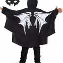 Bat Costume Mask 2-Piece, Bat wings Vampire Costume, Vampirina Cape, Black Halloween Costume for Children 130
