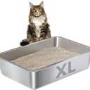 Stainless Steel Litter Box XLarge,XL Metal Cat Litter Box,Cat LitterBox Easy to Clean,Stainless Steel LitterBox for Large/Medium Cats,No Stick No Smell