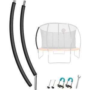 1PCS Trampoline Curved Pole, Universal Trampoline Replacement Enclosure Pole to Fit 8-16FT Curved Pole Trampoline Frame, Includes Foam Sleeve and Hardware with 2 Installation Options