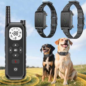 Wireless Dog Fence, Electric Fence for 2 Dogs 185 Days Standby Time Training Collar, Flash Light & Waterproof Outdoor Portable Dog Perimeter Collar with 3 Training Mode for Large Medium Dogs