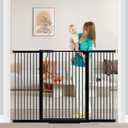 Fairy Baby 40.5" Extra Tall Baby Gate Pressure Mounted, 60.3"-65.7" Extra Wide Dog Gate Indoor for The House Doorway, Metal Safety Child Gate for Kids, Auto Close Swing Pet Gate for Stairs, Black