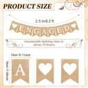 2 Pieces Engaged Banner and Photo Banner with String Lights Engagement Party Decorations Burlap Romantic Engaged Sign Bunting Garland for Wedding Anniversary Bridal Shower Backdrops Photo Props
