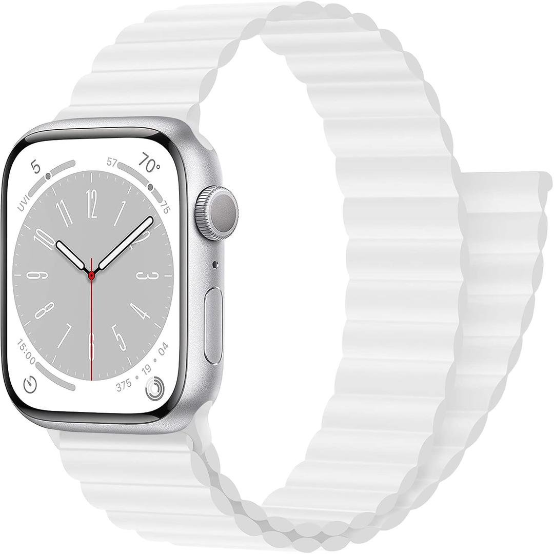 Magnetic Closure for Apple Watch Band 40mm 41mm 38mm 44mm 45mm 42mm 46mm 49mm 44 45 Kid/Men/Women,Silicone Sport Loop Bracelet Wristband Strap for iWatch series 11 10 9 8 7 6 5 4 3 SE 3/2 Ultra 3/2