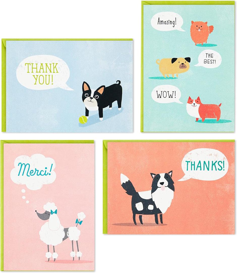 Hallmark Thank You Cards Assortment, Cute Dogs (48 Cards and Envelopes)