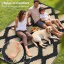 COOLTOP 9'x12 Outdoor Rug for Patios Porches, Waterproof Plastic Camping Rugs, Modern Reversible Mat, Large Area Rugs for Backyard, Deck, RV, Balcony, Picnic, Beach, Black & Beige