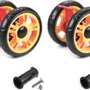 MroMax 2Pcs 4.72 Inch Stroller Wheel Set, 120mm x 25mm With Brake, for 19mm Circular Pipes, Plastic Replacement for Pet Stroller Black & Yellow