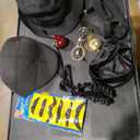 1920s Boys Gangster Costume Set, Hat Suspenders Watch Pipe Bow Tie Glasses, with Adjustable Suspenders, for Dance Parties Retro Dress Up Games (Black)