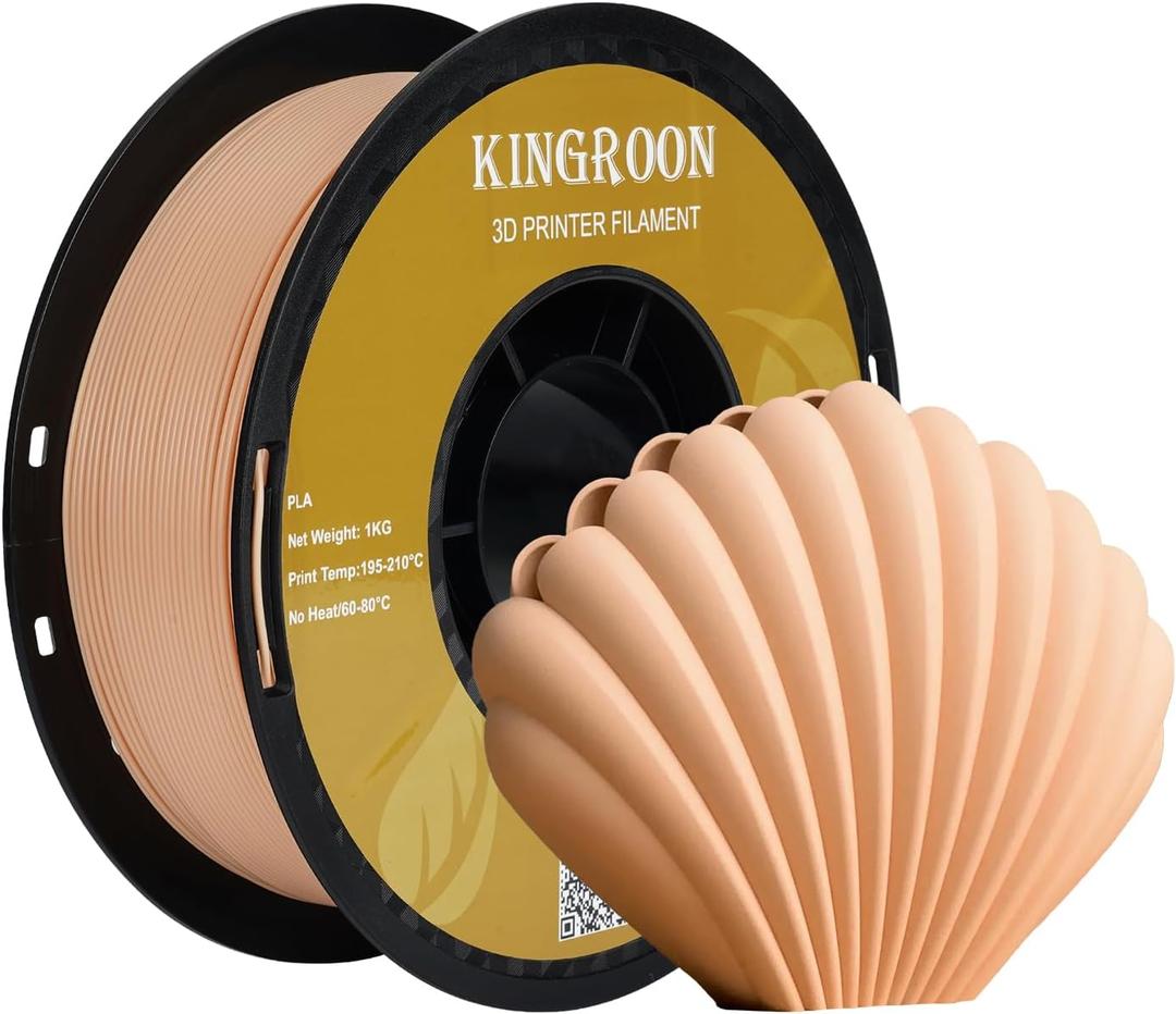 Kingroon PLA 3D Printer Filament, Dimensional Accuracy +/- 0.02 mm, 1 kg Spool(2.2lbs), 1.75 mm, Light apricot