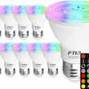 FTL PAR20 LED Bulbs Color Changing Light Bulbs with Remote Control, Dimmable RGB Colored Bulbs 2700K-6000K 7W 60W Equivalent, Timer,30 Colors, Flood Light for Track Recessed Lighting, 10-Pack
