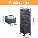 37.6in Metal Mesh 5 Tier Rolling Storage Cart with Top Lid, Rotating Kitchen Storage Cart with No Assembly, Organizador De Frutas y Verduras, Rolling Cart Organizer for Fruit Vegetable Grocery, 37.5in