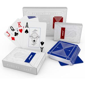 SLOWPLAY 100% Plastic Playing Cards, 2-Deck Poker Card Set, Jumbo Index, Poker Size, Superior Flexibility and Durability, Waterproof & Washable, Professional Playing Cards for Texas Holdem Poker