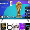 Hisense 65 Inch Class QD6 Series 4K QLED Smart Fire TV Dolby Vision HDR10 60Hz Wi-Fi Voice Remote HDMI Cable + 12 Month CPS  Streaming Bundle (65.0, Inches)