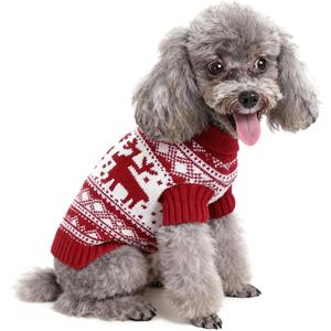 Angrypet Christmas Pet Sweaters for Cats and Dogs Ribbed Knitted Fall Winter Warm Shirts Soft Pets Clothes Small Puppy Outfits Red Small