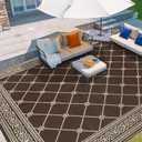 HiiARug Outdoor Rugs 9x12 for Patios Clearance Brown Camping Rug for RV Outside, Reversible Waterproof Plastic Straw Rug Large Outdoor Rug for Porch Beach Picnic Camper